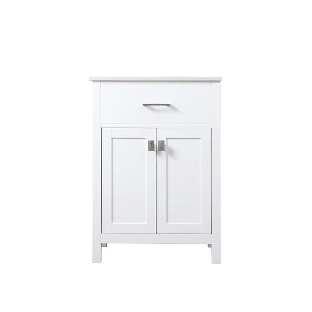 Back. Elegant Kitchen and Bath - 24 Inch SIngle Bathroom Vanity In White - White.