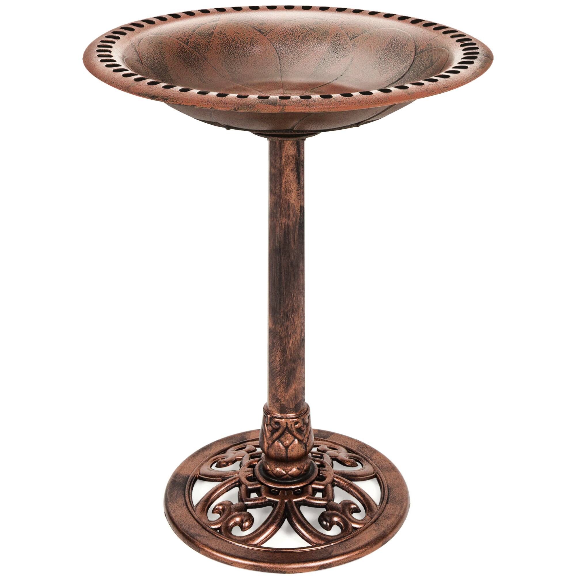 Front. Best Choice Products - Best Choice Products Outdoor Rustic Pedestal Bird Bath Accent for Garden, Yard w/ Fleur-de-Lis Accents  Copper - Copper.