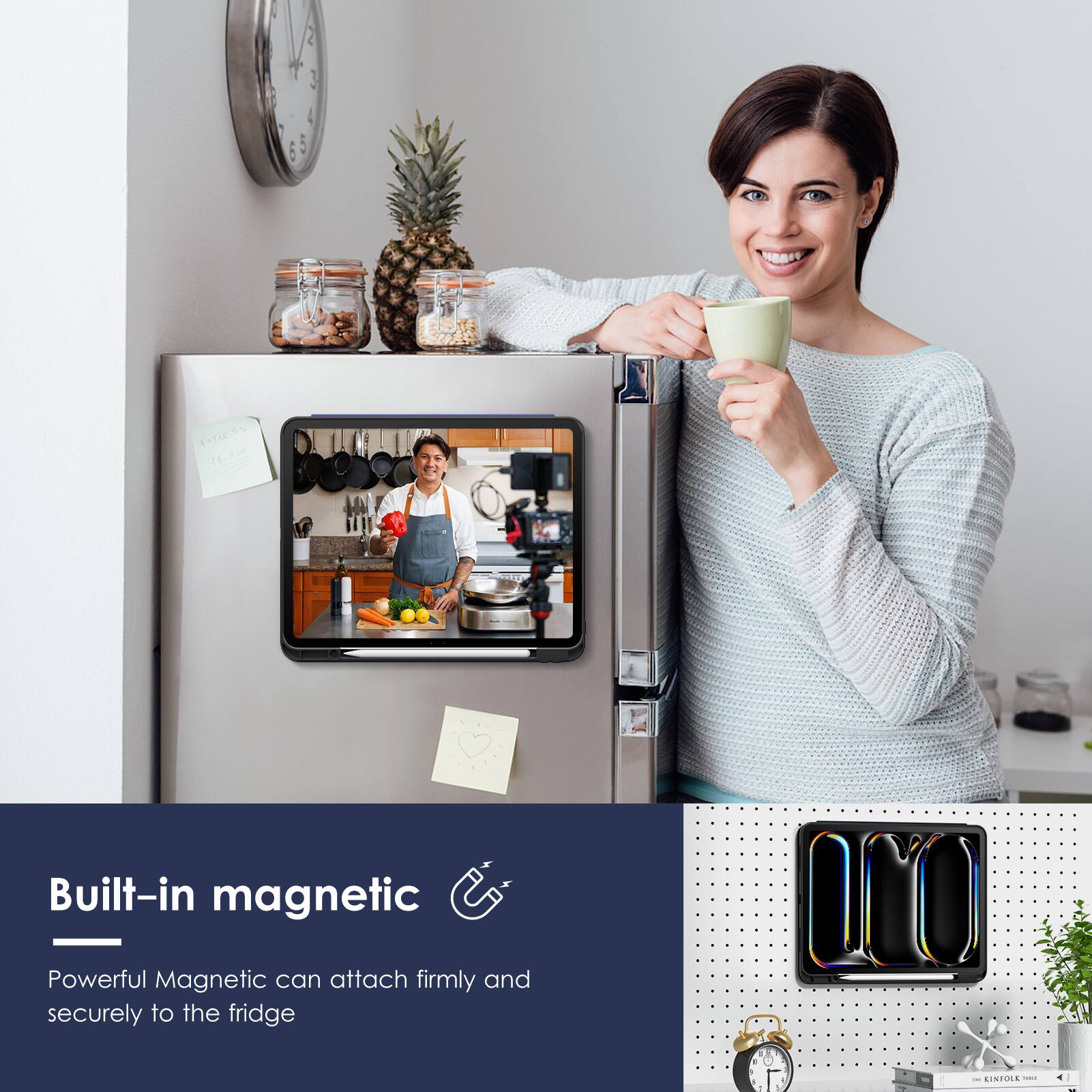 1 a 3 4 : 5 FITuCS T6. - Built-in magnetic Powerful Magnetic can attach firmly and securely to the fridge