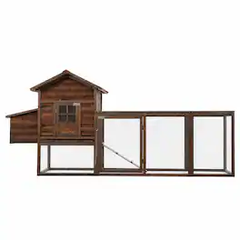 RYHNUYNE - Wooden Chicken Coop, Fir,, - Run, Brown