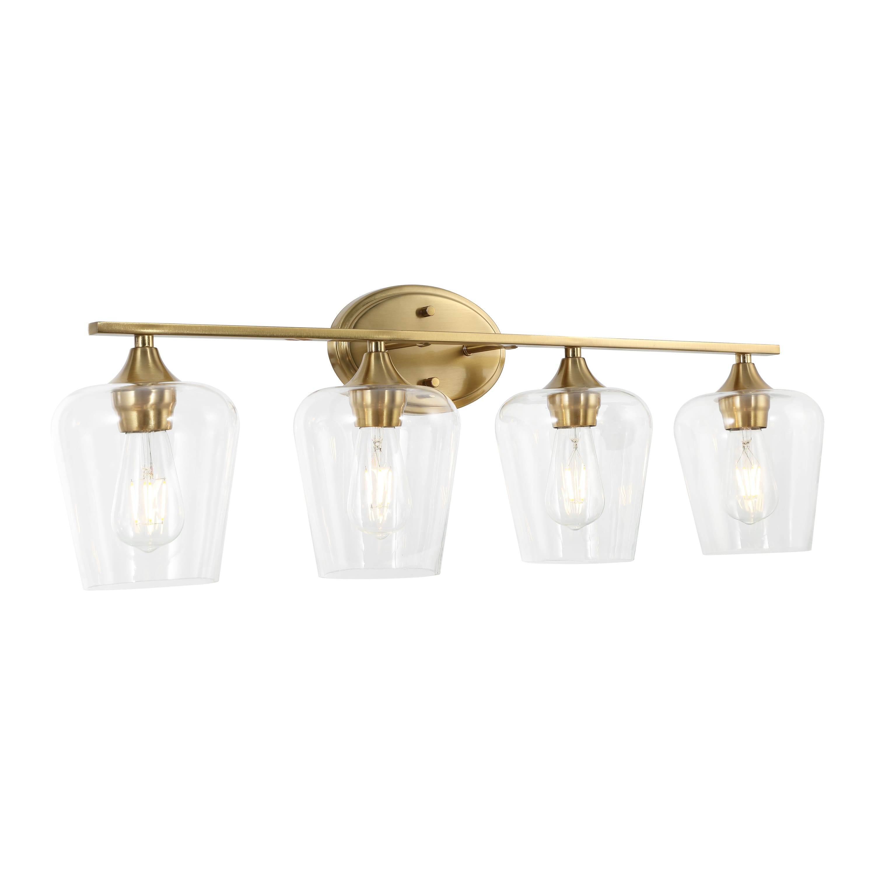 "Jonathan Y - Jayne 32"" 4-Light Iron/Glass Cottage Rustic LED Vanity Light - Brass Gold" price history on PriceWatchPro