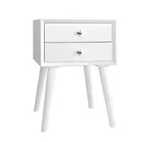 Costway - End Table with Drawers and Storage Wooden Mid-Century Accent Side Table - White - Front_Zoom