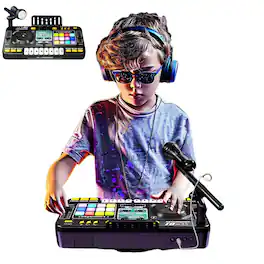 METALTON - Dj Mixer Led Light Show Karaoke Microphone Interactive Music With 12 Sound Keys 8 Piano Custom Recording - Default