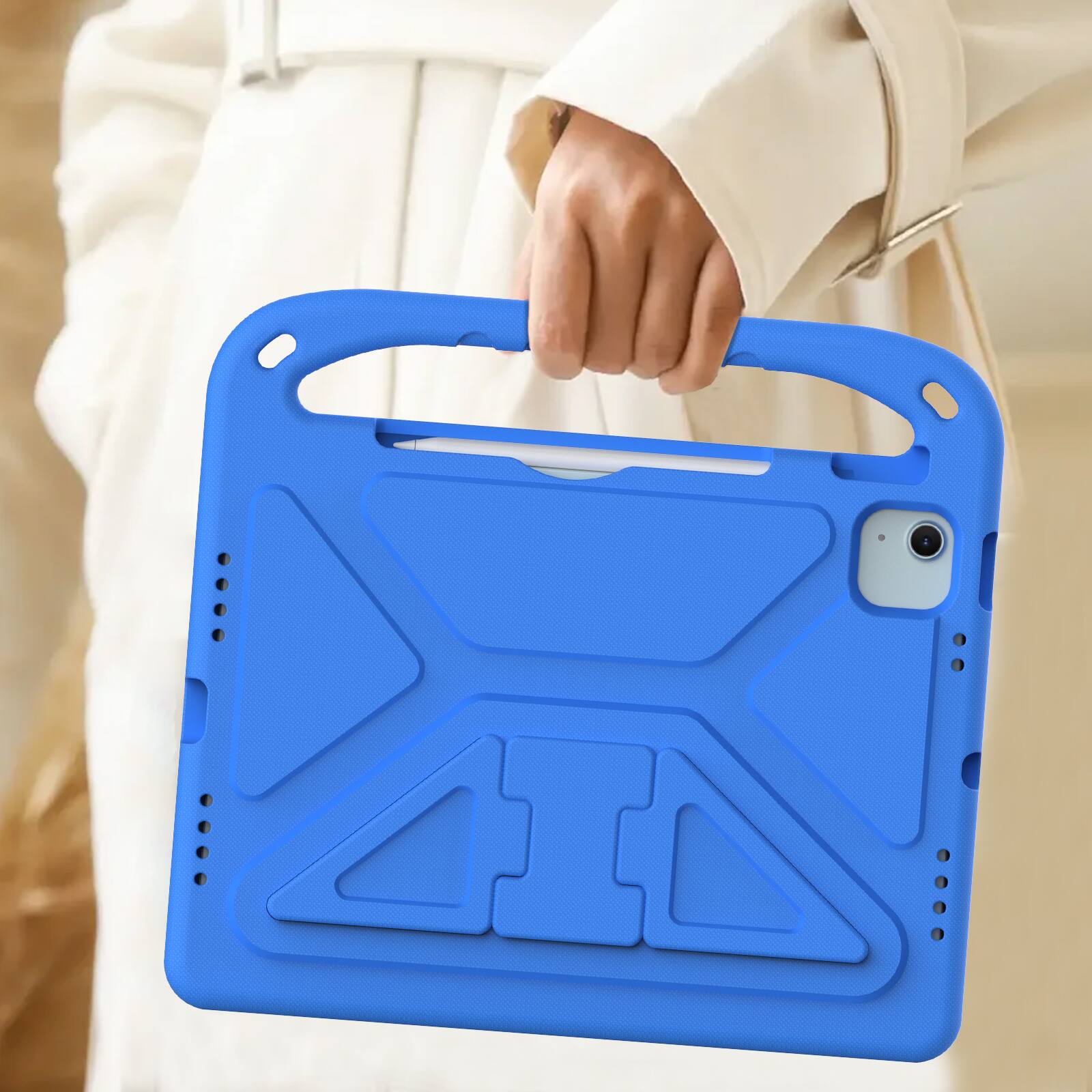 Alt View 3. UUCOVER - Lightweight EVA Case for iPad Air 11-inch M4 M3 M2 (2026/2025/2024) Shockproof Handle Kickstand Anti-Slip Cover - Blue.