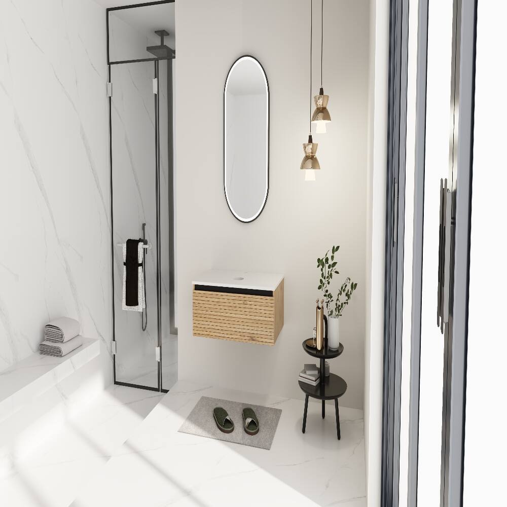 Alt View 3. Loheer - Loheer 30 inch wall mounted bathroom vanity Base Without Sink Light Coffee - Light Coffee.
