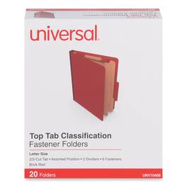 Universal - Six Section Classification Folders Heavy Duty Pressboard Cover 2 Dividers Letter Size Brick Red 20 per Box