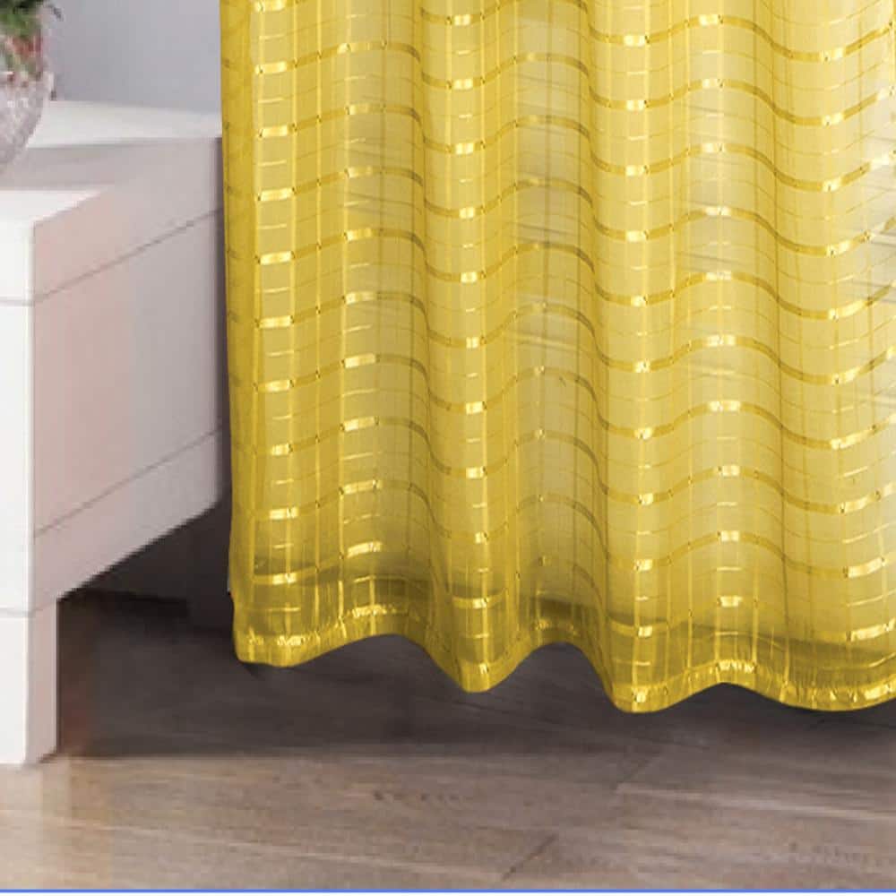 RT Designers Collection - Wanda Box Voile Grommet Curtain Panel - 54" x 90" - Neon yellow