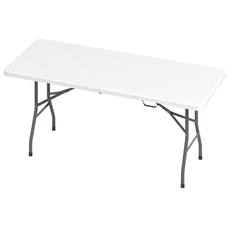 Front. Costway - Costway 6 ft Portable Folding Table with HDPE Tabletop Safe Lock Mechanism Carrying Handle - White.