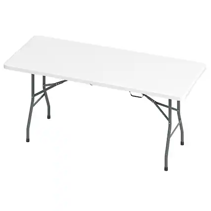 Front. Costway - Costway 6 ft Portable Folding Table with HDPE Tabletop Safe Lock Mechanism Carrying Handle - White.