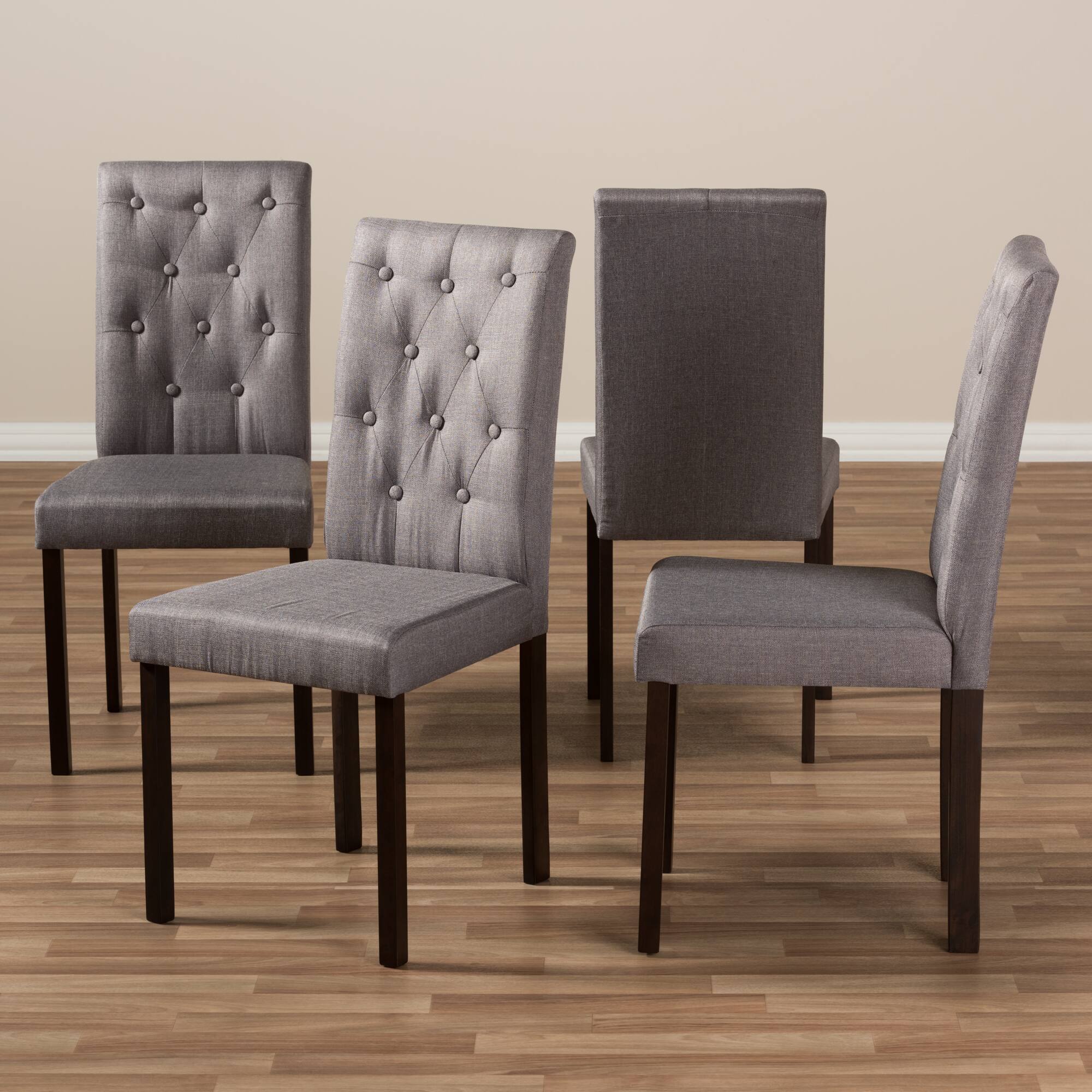 Alt View 1. Baxton Studio - Gardner Modern and Contemporary Finished Fabric Upholstered Dining Chair - Grey/Dark Brown.