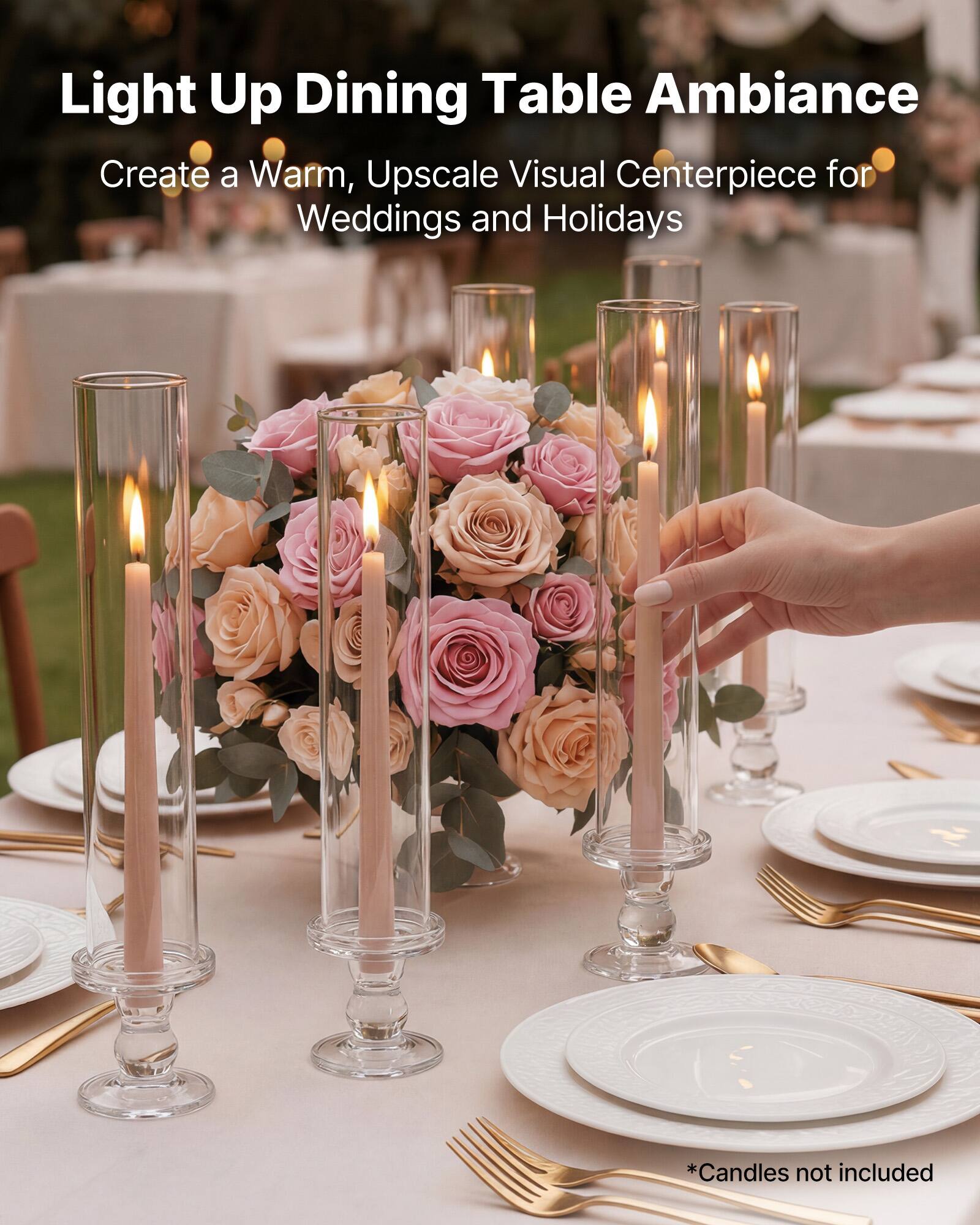Light Up Dining Table Ambiance  
Create a Warm, Upscale Visual Centerpiece for Weddings and Holidays  
*Candles not included