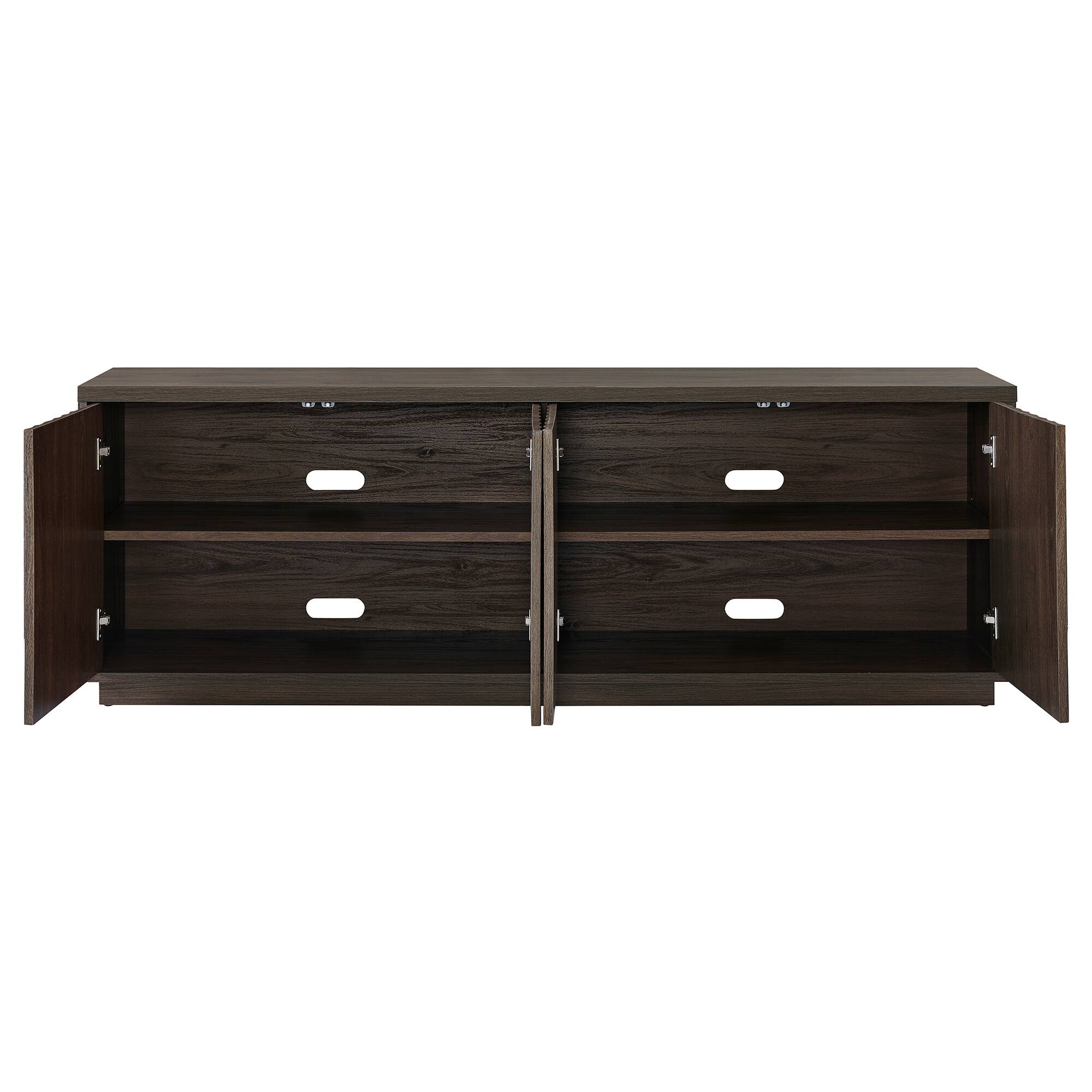 Alt View 1. Hudson&Canal - Bourne Rectangular Fluted TV Stand for TV's up to 75" in Brown Oak - Brown Oak.