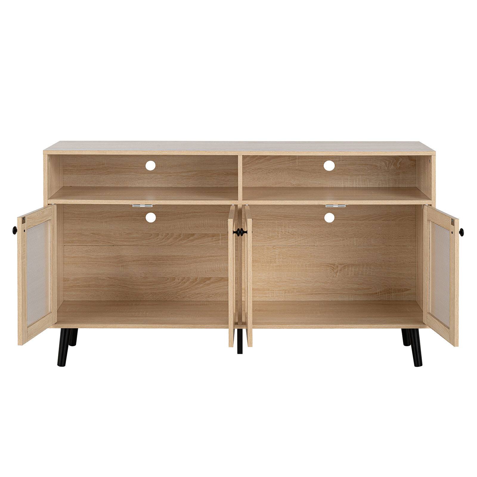 Alt View 2. Spaco - Spaco TV Stand for TVs Up to 55 Inch, Mid-Century Modern Design with Tapered Legs and Cabinet Doors, for Living Room - Natural.