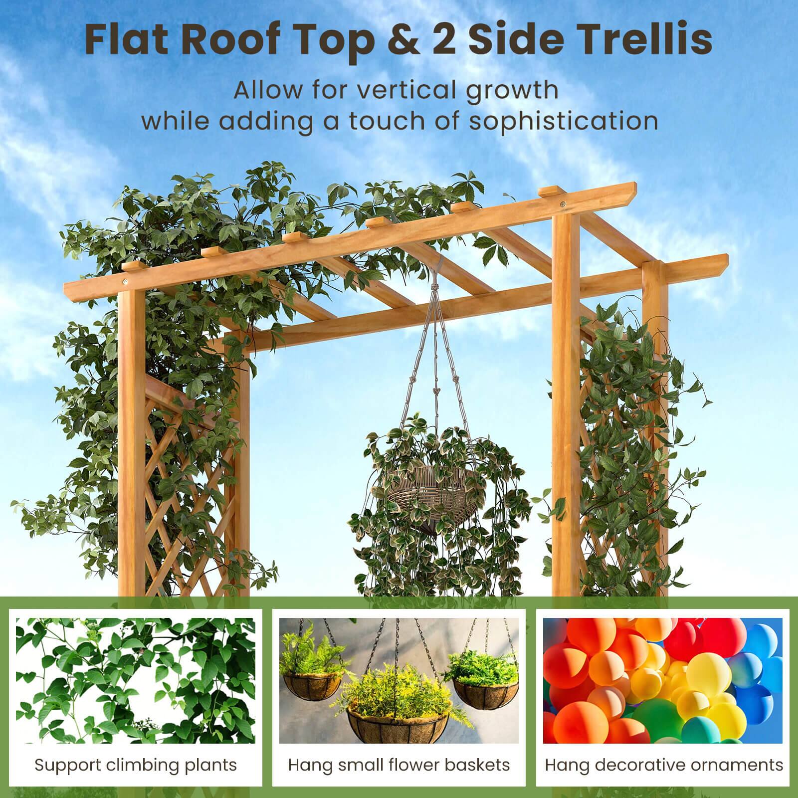 Flat Roof Top & 2 Side Trellis

Allow for vertical growth while adding a touch of sophistication

- Support climbing plants
- Hang small flower baskets
- Hang decorative ornaments