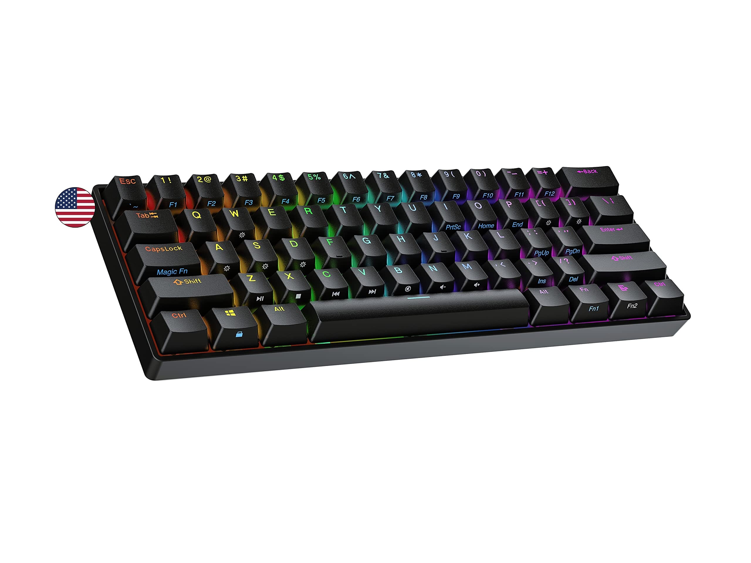 HM 1810 - S60 Supernova 60 Form Factor Hot Swappable Mechanical Gaming Multi Color Rgb Led Backlit For Pc mac Gamer b - Black