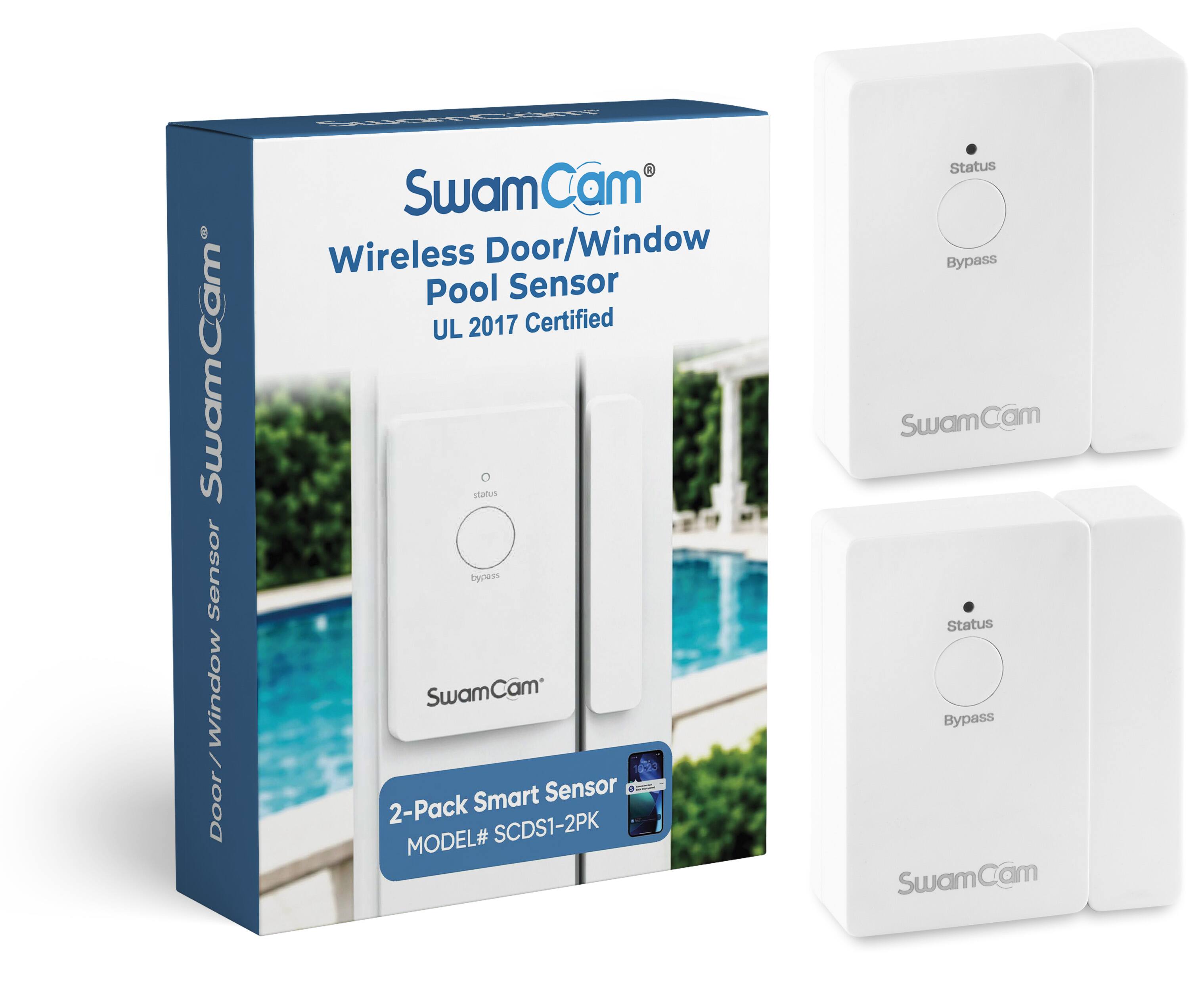 SwamCam Wireless Door/Window Pool Sensor UL 2017 Certified  
2-Pack Smart Sensor MODEL# SCDS1-2PK  
Status Bypass SwamCam