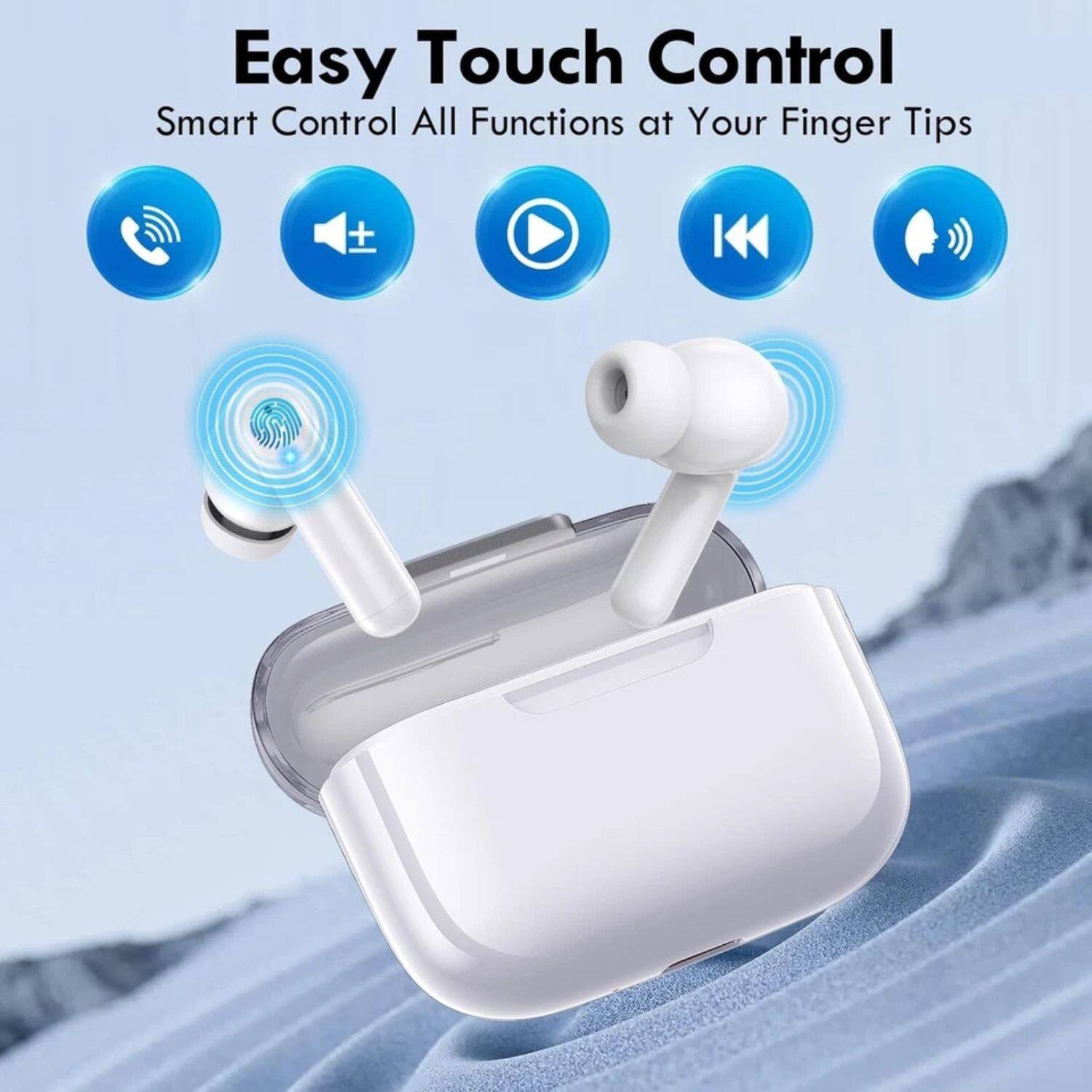 Left. Home Collection - Wireless Earbuds Bluetooth 5.3 Headphones 48H Playtime Deep Bass – White.