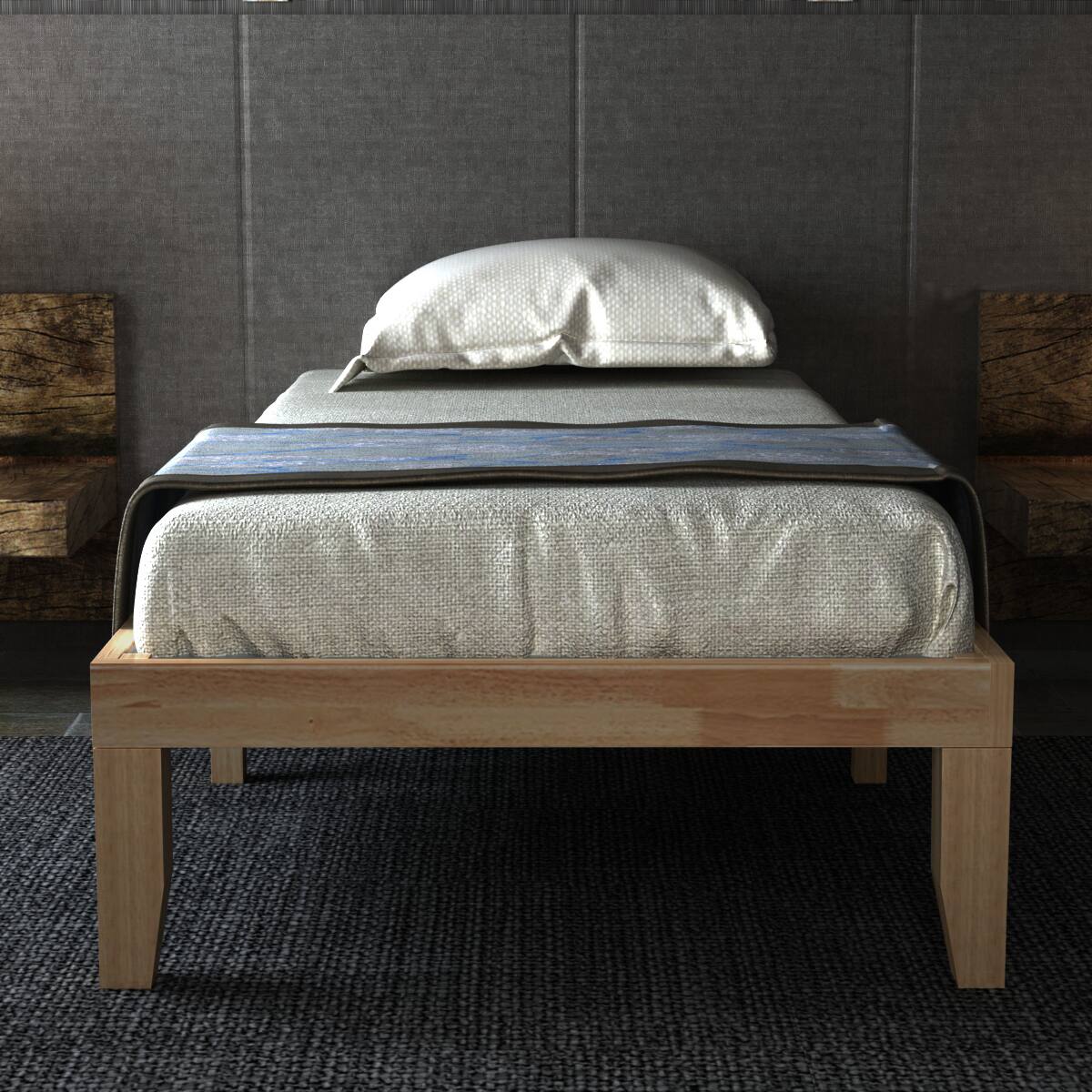 Alt View 3. Costway - Costway Twin Size 14" Wooden Bed Frame Mattress Platform Wood Slats Support - Natural.