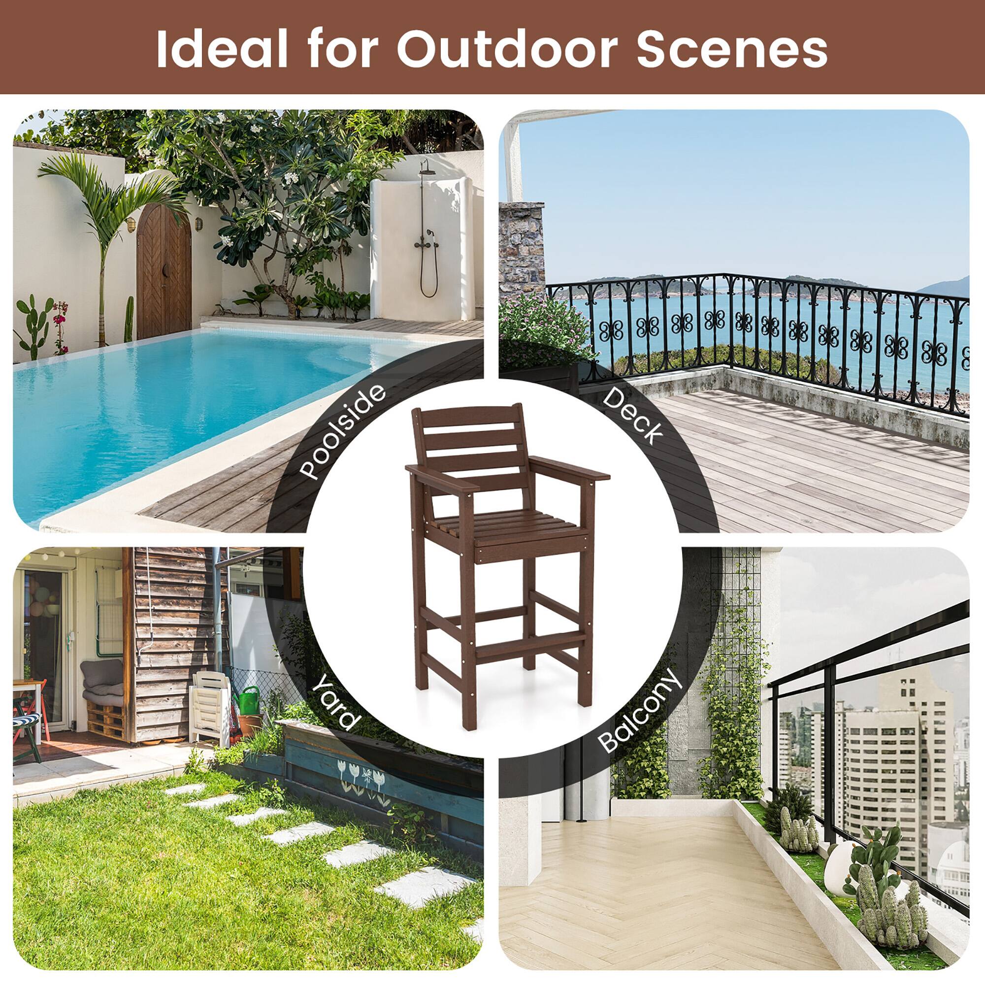 Ideal for Outdoor Scenes: Poolside, Deck, Yard, Balcony.