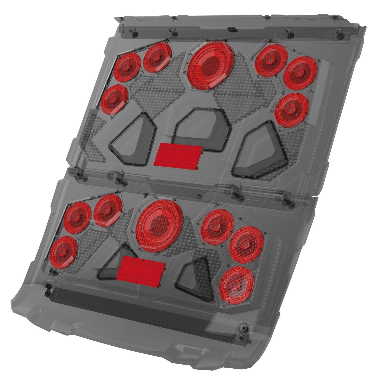 Alt View 29. MB Quart - Tuned 14 Speaker Audio Roof with 7 Inch LED Source Unit for Polaris Ranger - Black.