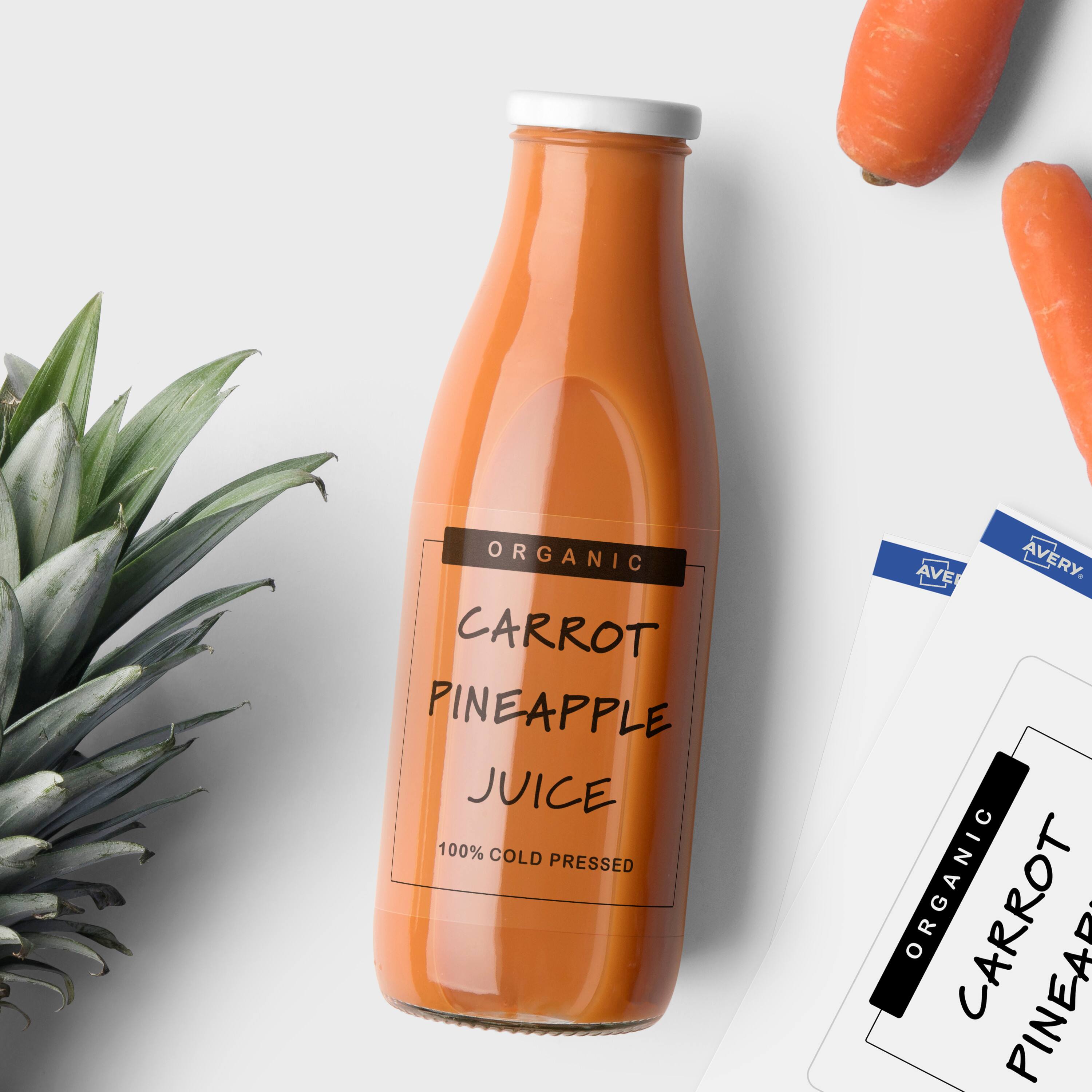 ORGANIC CARROT PINEAPPLE JUICE 100% COLD PRESSED AVE AVERY.