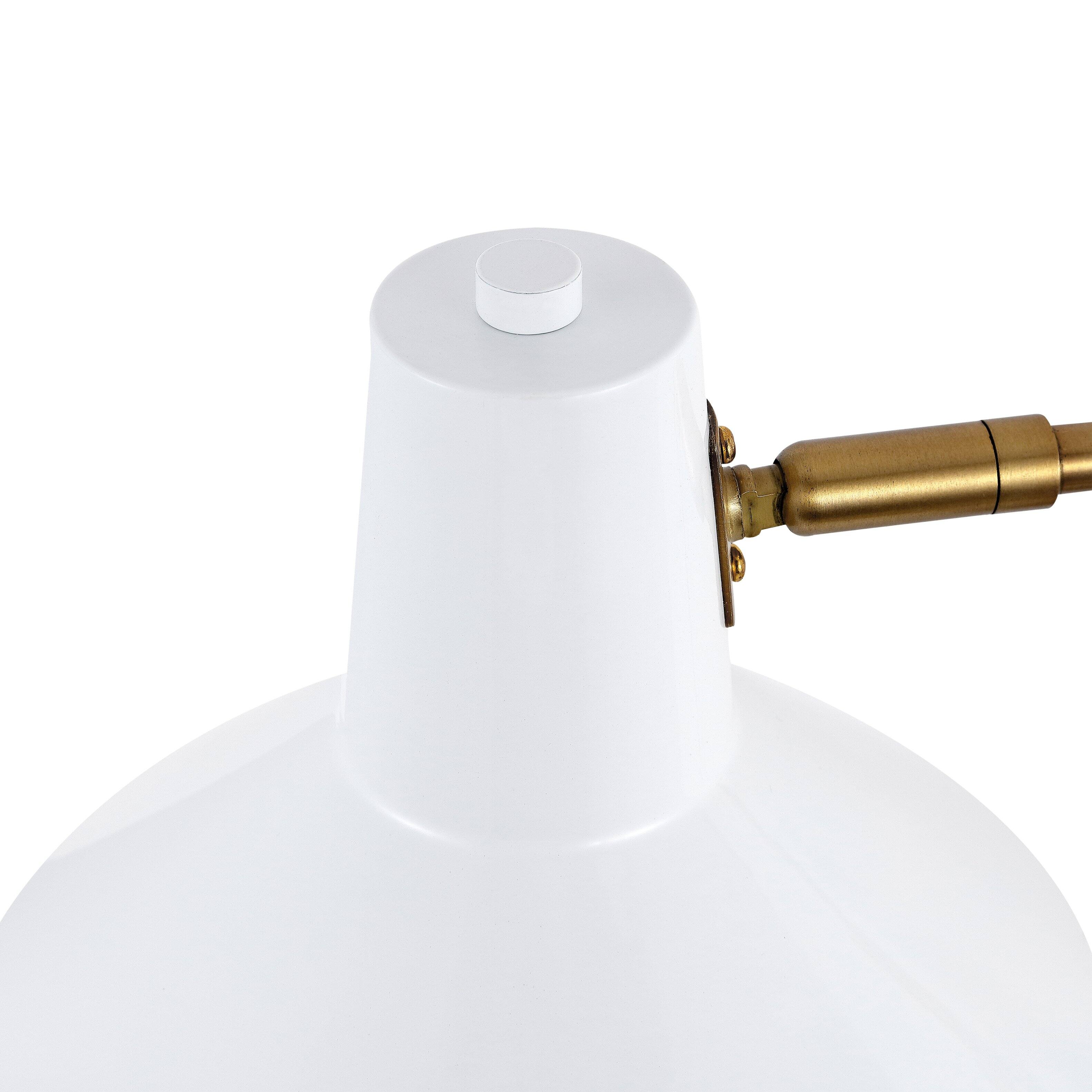 Alt View 7. Jonathan Y - Hygge 16" Swing Arm 1-Light Modern Midcentury Iron USB Charging Port LED Sconce, White/Brass Gold - White.