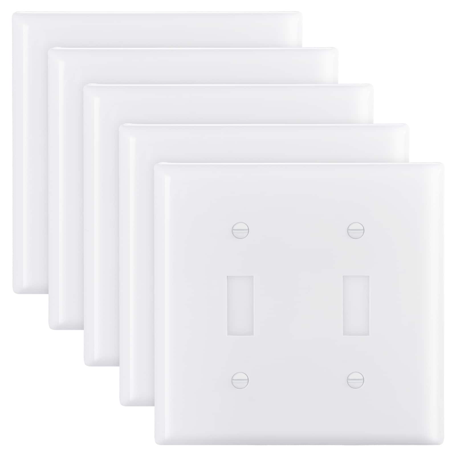 VEVOR - Toggle Light Switch Wall Plates, 2-Gang Switch Electrical Outlet Covers - White