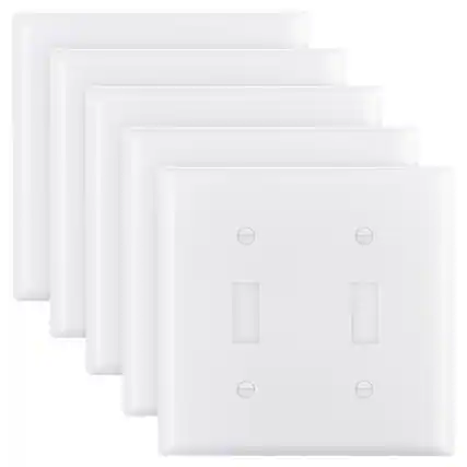Front. VEVOR - Toggle Light Switch Wall Plates, 2-Gang Switch Electrical Outlet Covers - White.