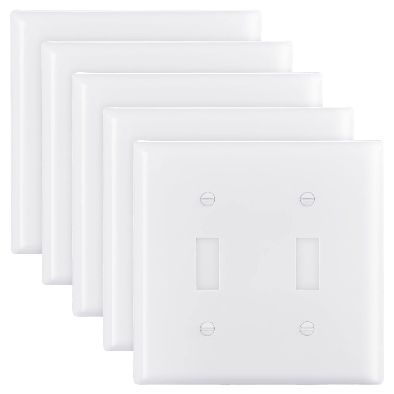 Front. VEVOR - Toggle Light Switch Wall Plates, 2-Gang Switch Electrical Outlet Covers - White.
