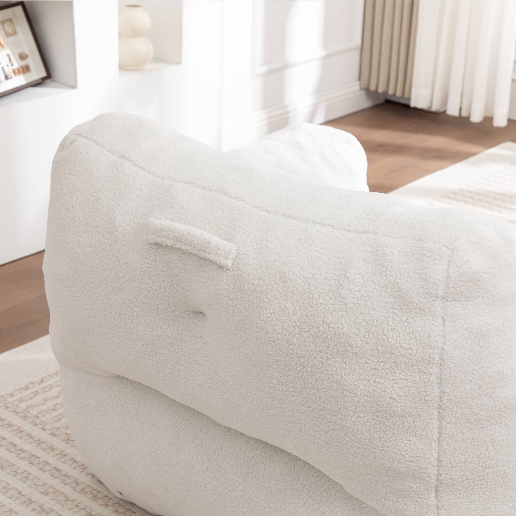 Alt View 7. GOODSILO - Bean Bag Sofa Chair with Armrests - Stuffed High-Density Foam, Lazy Comfy Chair for Adults, Living Room, Bedroom Reading - White.