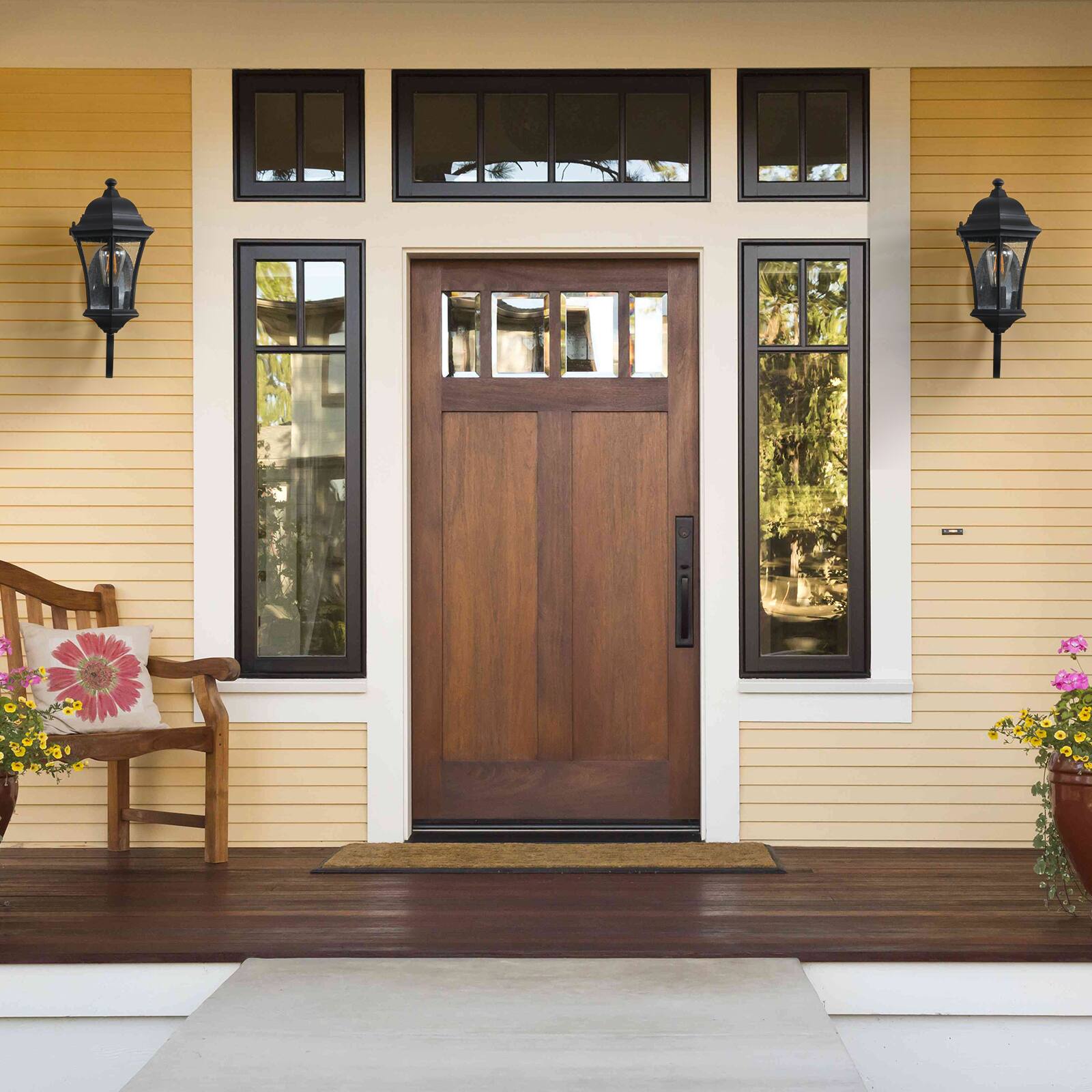 Alt View 7. Ecooso - 2-Pack Vintage Outdoor Wall Lantern, Elegant Metal Sconce for Porch, Patio, and Garden Lighting - Black.