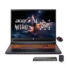 Acer - Nitro 16" WUXGA Gaming Laptop,Intel 7 240H,64GB DDR5,4TB SSD+1TB Dock Set,RTX 5060,Backlit Kb,Win 11 - Black