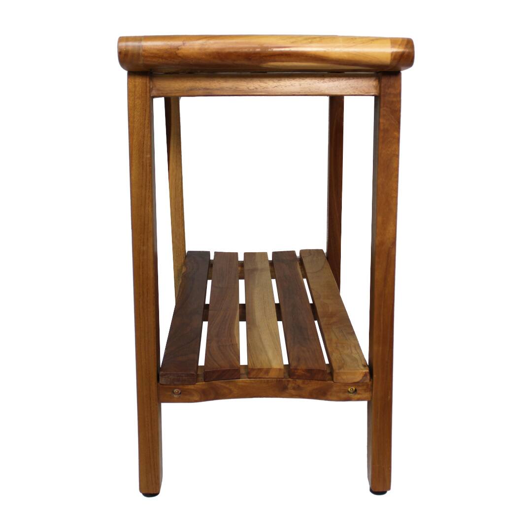 Left. EcoDecors - EcoDecors Harmony Natural 30" Teak Shower Bench With Shelf- Extended Height- 24" - Earthy Teak - EarthyTeak.