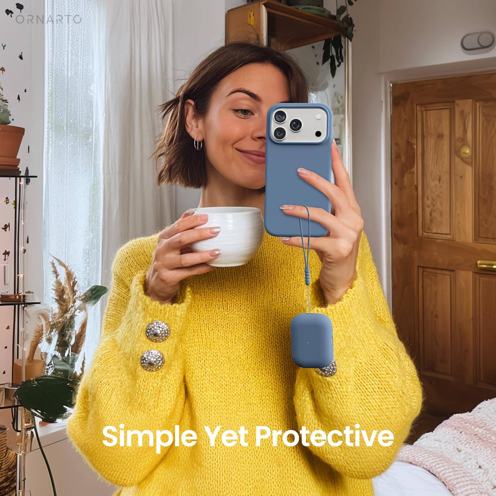 Ornarto Compatible with AirPods Pro 3 Case 2025, Full Protective
