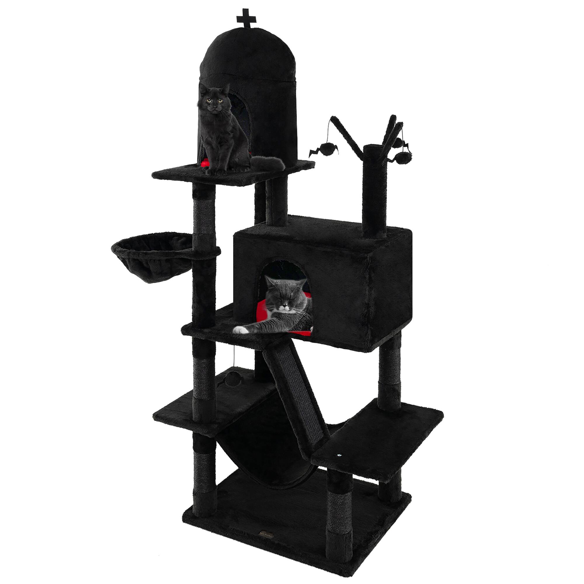 Alt View 9. Gymax - Gymax Gothic Cat Tree for Indoor Cats Black Large Cat Tower w/ 2 Cat Condos.