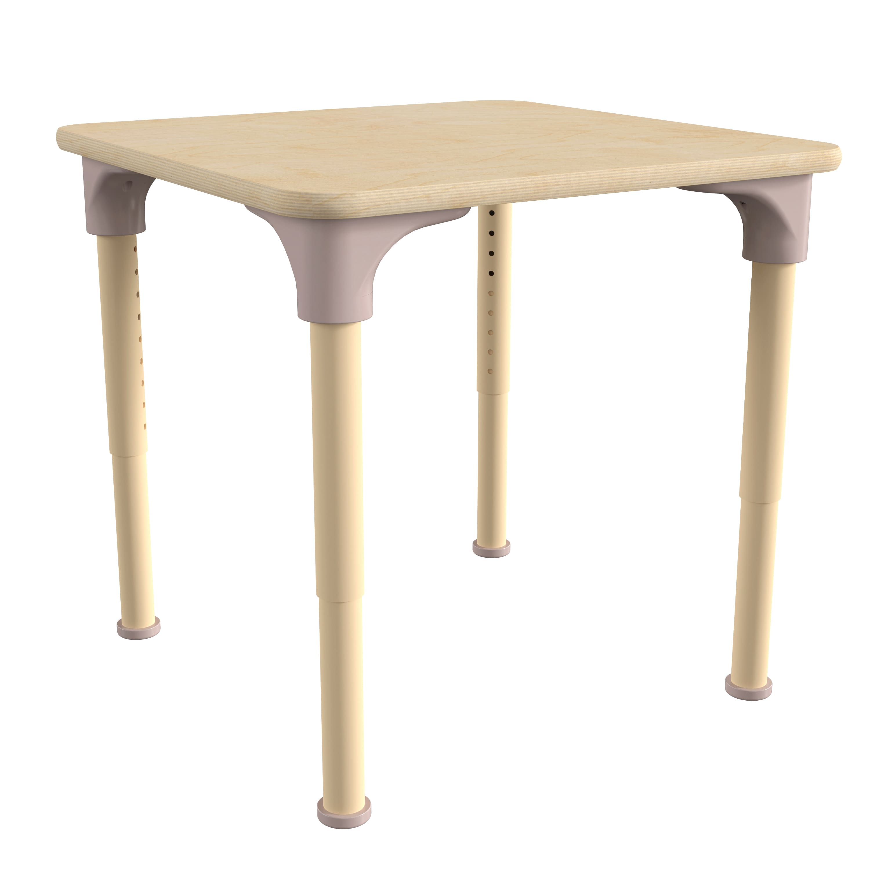 Flash Furniture - Bright Beginnings 24" Square Commercial Grade Wooden Adjustable Height Classroom Activity Table - Metal Legs Adjust From - Natural
