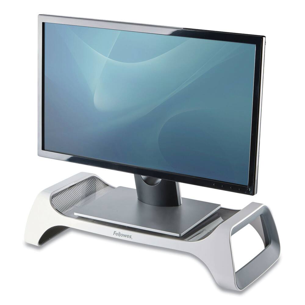 Angle. Fellowes - I-Spire Series 20 in. x 8.88 in. x 4.88 in. Monitor Lift Supports 25 lbs./Gray - White/Gray.