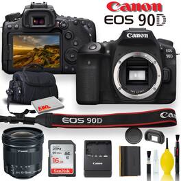 EOS 90D DSLR Camera With Canon EF-S 10-18mm f/4.5-5.6 IS STM Lens, Soft Padded Case, Memory Card, and More