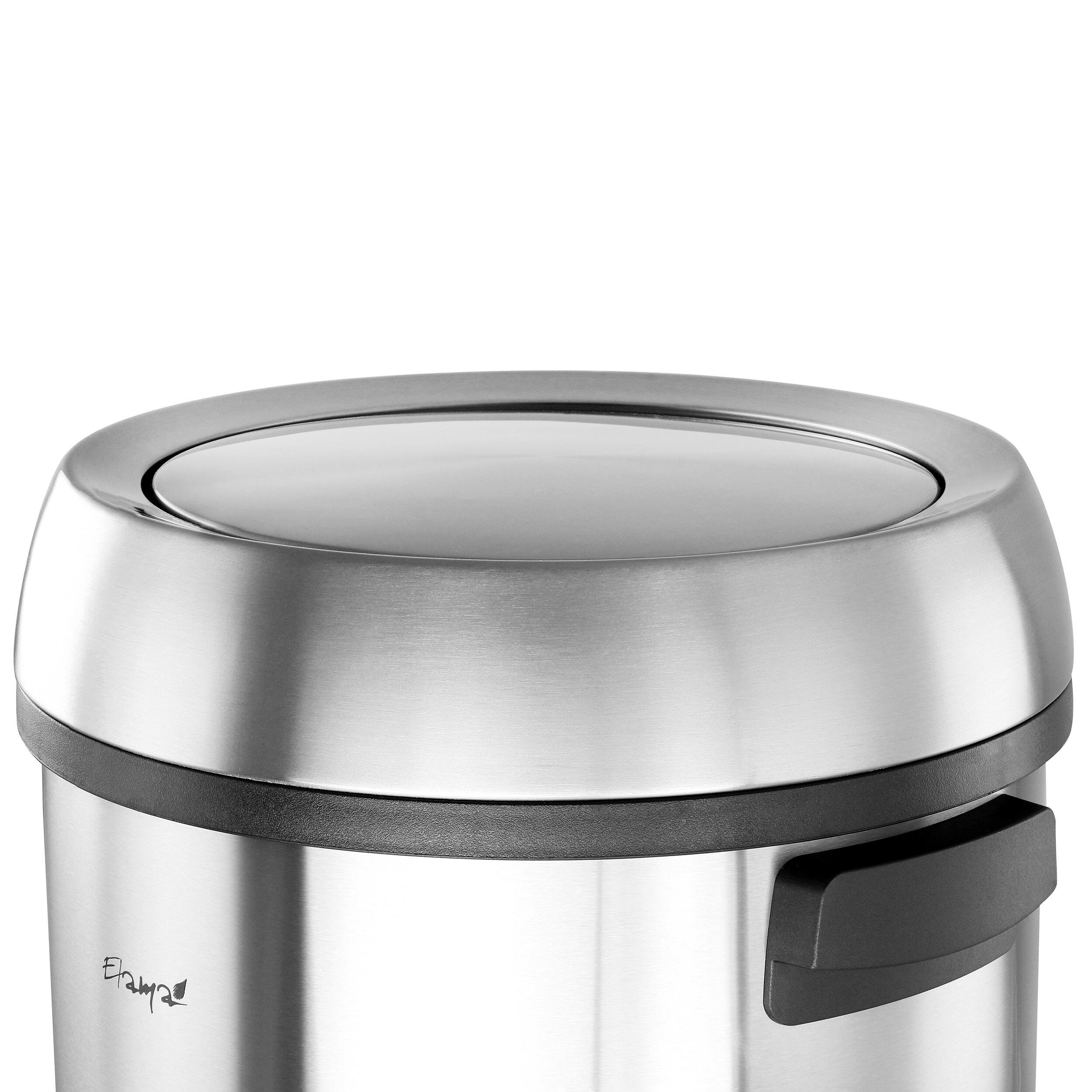 Alt View 4. Elama - Elama Large 17 Gallon Swing Lid Stainless Steel Cylindrical Trash Bin - Silver.