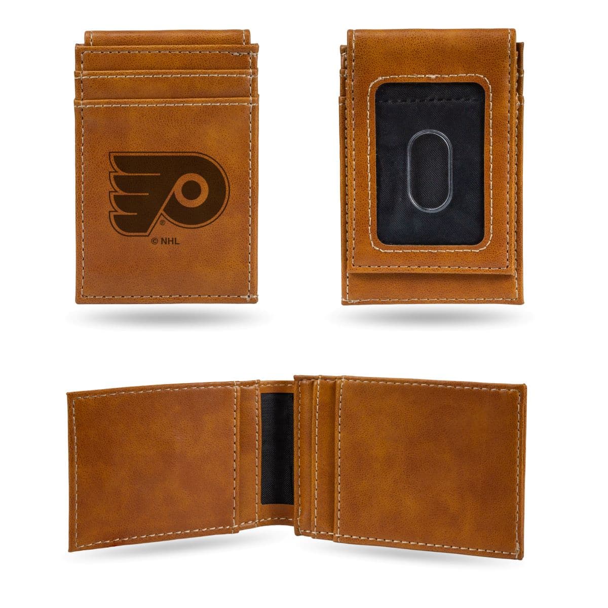 Rico Industries - Philadelphia Flyers Brown Money Clip Front Pocket Slim Wallet - Multi