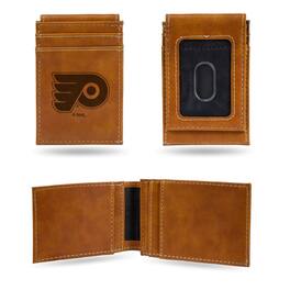 Rico Industries - Philadelphia Flyers Brown Money Clip Front Pocket Slim Wallet - Multi