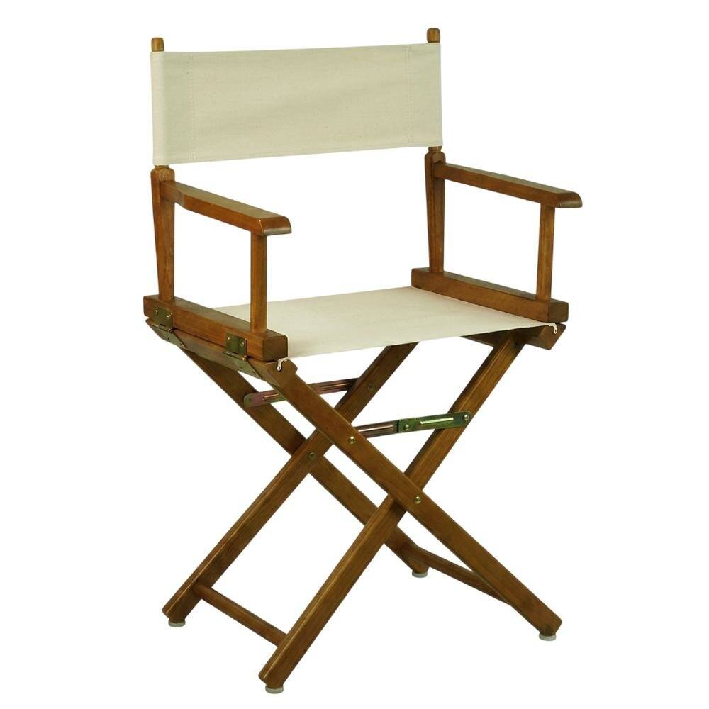 Left. FurniFact - Beige Director's Chair - Honey Oak Frame/Natural/Wheat Canvas.