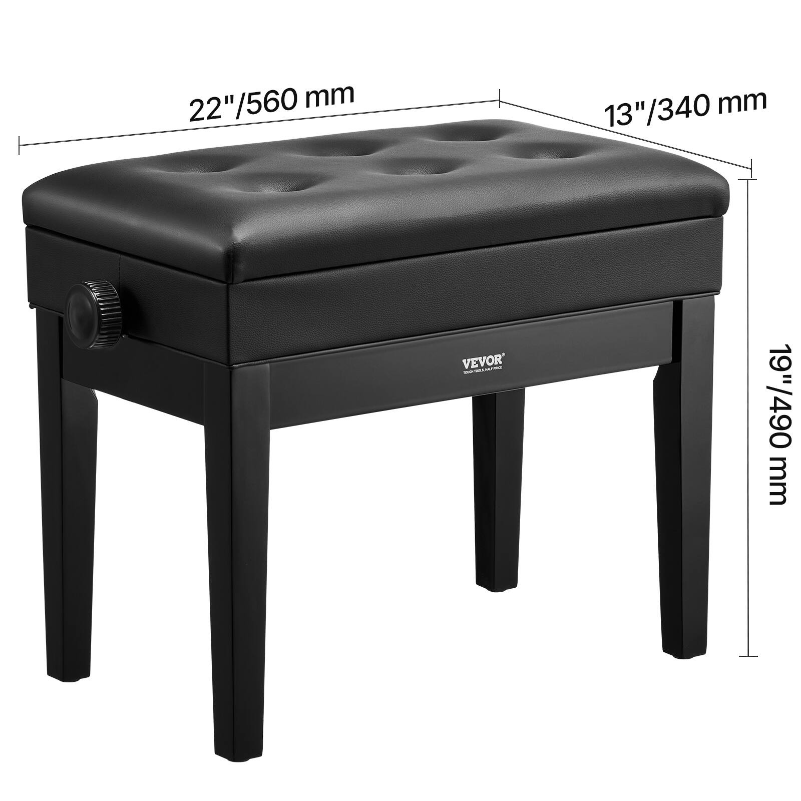 22"/560 mm  
13"/340 mm  
19"/490 mm