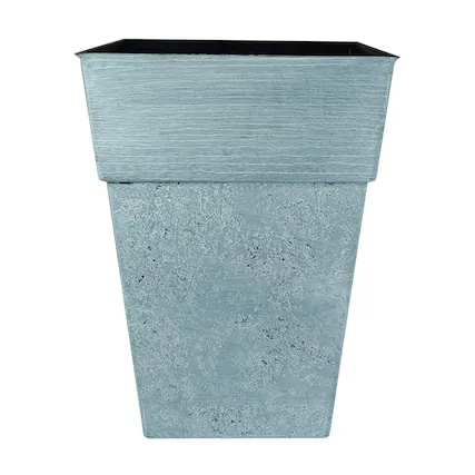 Front. The HC Companies - The HC Companies Avino 13 Inch Square Resin Flower Planter Pot, Oxidized Black - Oxidized Black.