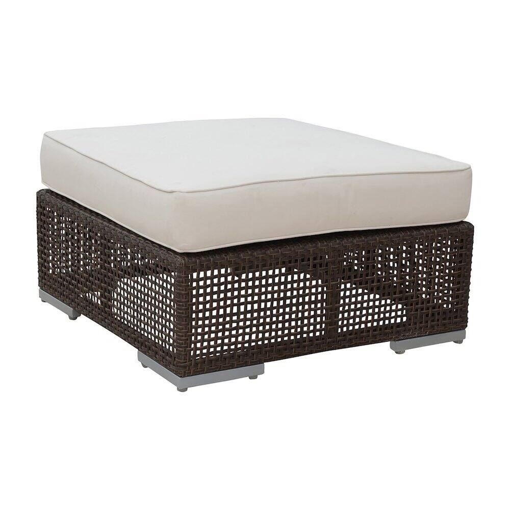 Angle. Panama Jack Outdoor - Soho Ottoman with Cushion - Brown.