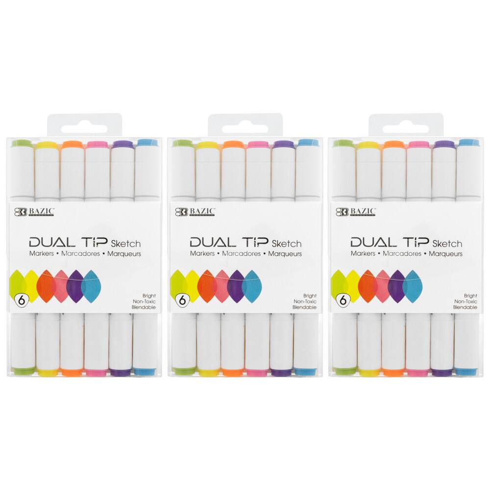 83 BAZIC  
83 BAZIC DUAL TIP Sketch Markers  
Marcadores Marqueurs  
DUAL TIP Sketch Markers  
Marcadores Marqueurs  
6 Bright Non-Toxic Blendable