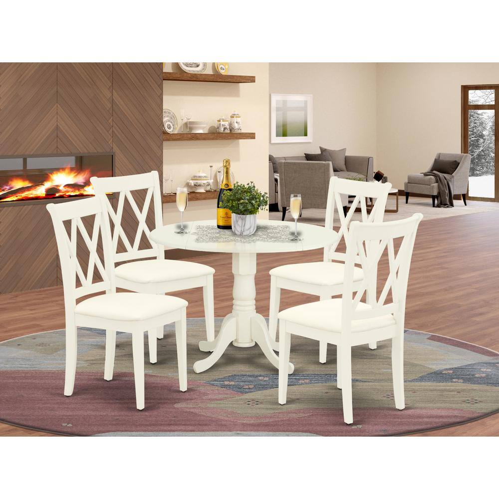 Left. East West Furniture - Dining Room Set Linen White - Brown.