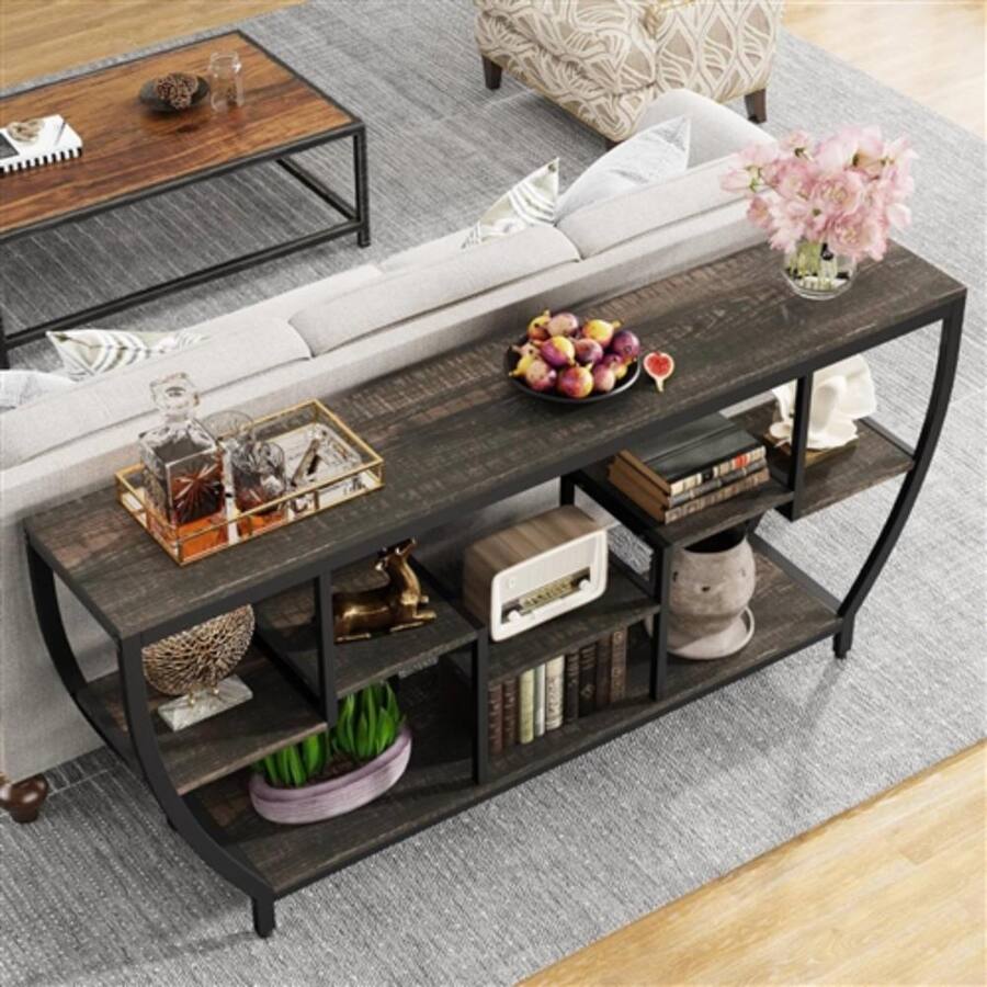 Hivvago Modern Industrial 70 inch Long Narrow Console Sofa Table with ...