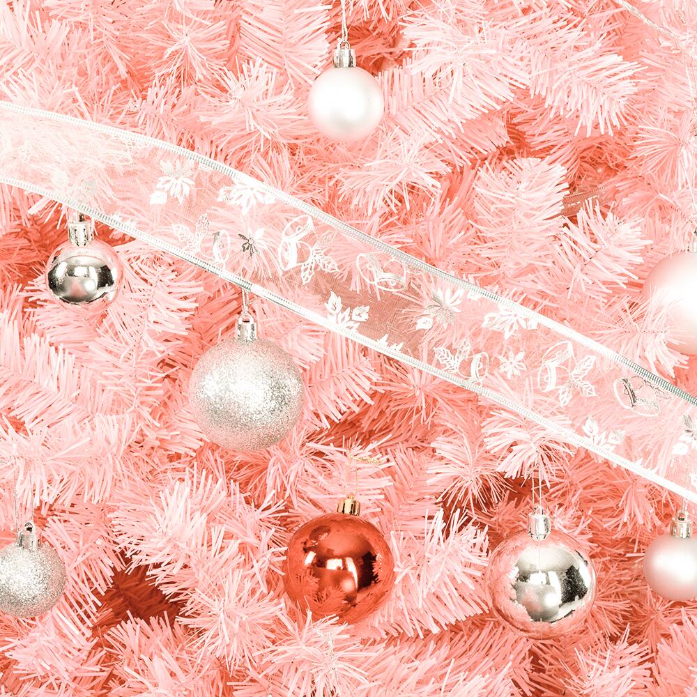 Alt View 6. VAVSEA - 6 ft Pink Unlit Artificial Christmas Tree, 1000 Tips Christmas Pine Tree with Metal Stand for Holiday Decor - Pink.