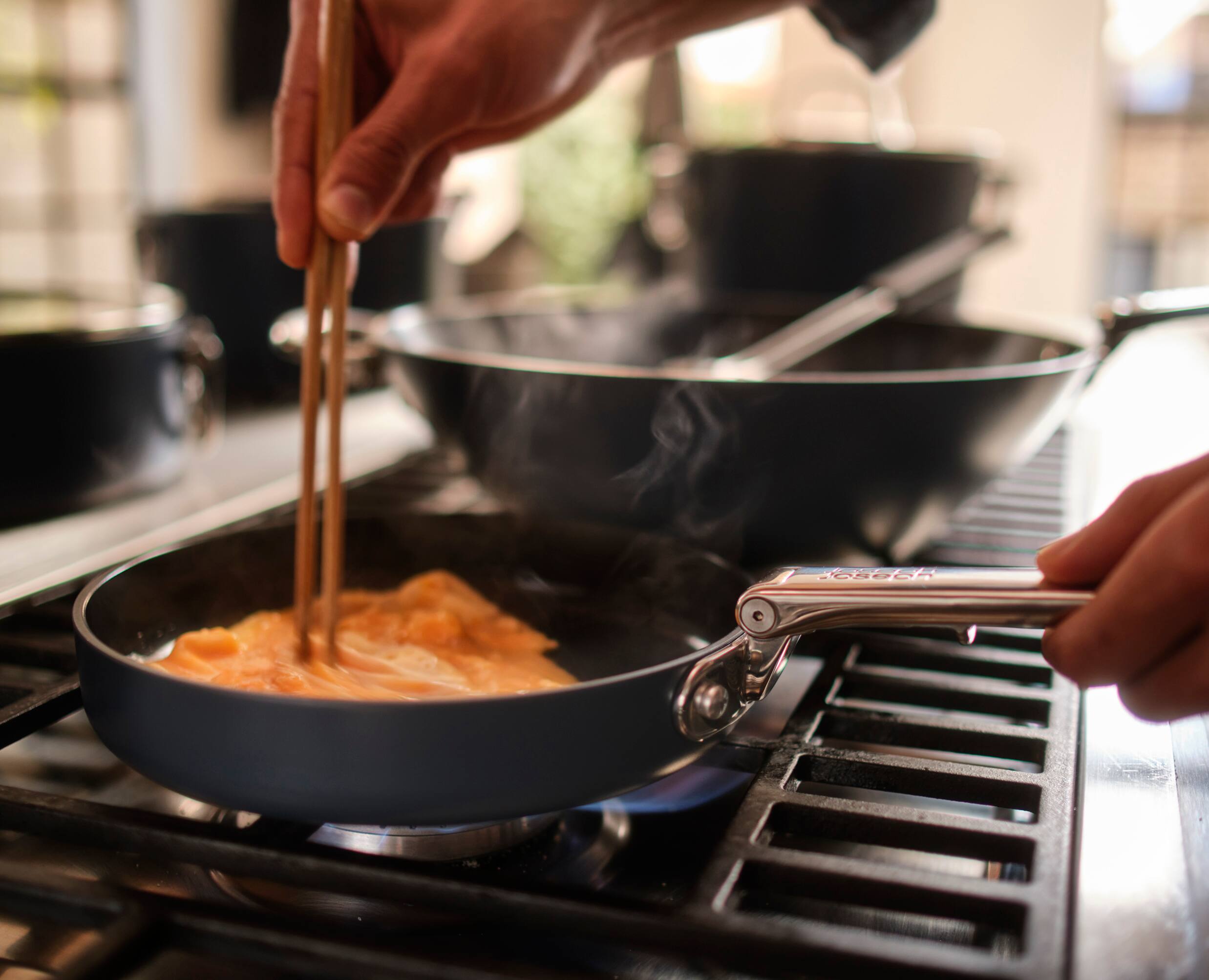 Alt View 3. Joseph Joseph - Space Ceramic Non-stick 9.5" Frying Pan with Folding Handle - Blue.